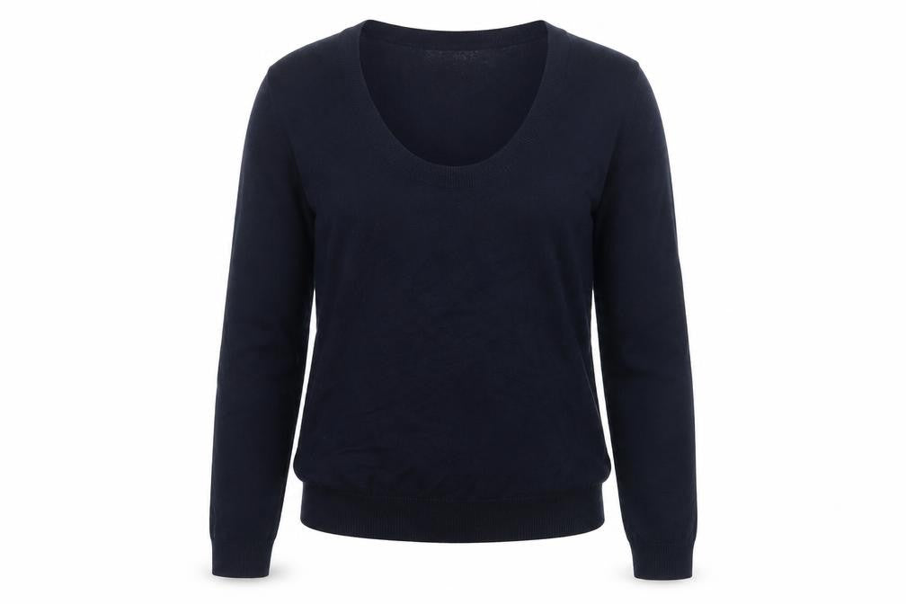 Zara Women Blue Size 16 Scoop Neck Cotton Knit Pullover Jumper