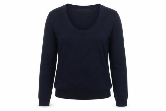 Zara Women Blue Size 16 Scoop Neck Cotton Knit Pullover Jumper