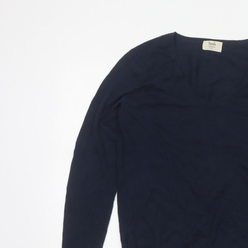 Hush Women’s Navy Blue Wool Blend V-Neck Pullover Jumper Size M