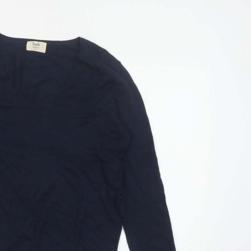 Hush Women’s Navy Blue Wool Blend V-Neck Pullover Jumper Size M