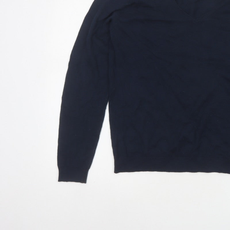 Hush Women’s Navy Blue Wool Blend V-Neck Pullover Jumper Size M