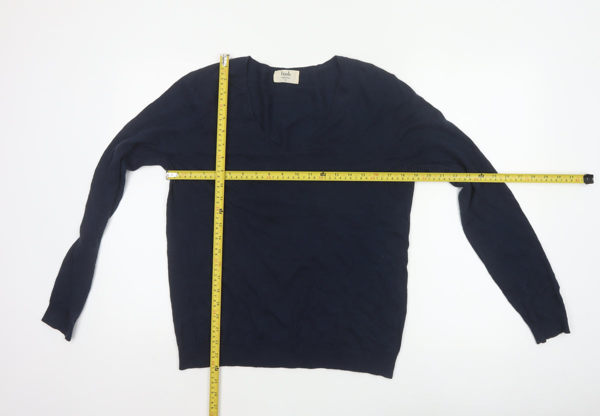Hush Women’s Navy Blue Wool Blend V-Neck Pullover Jumper Size M