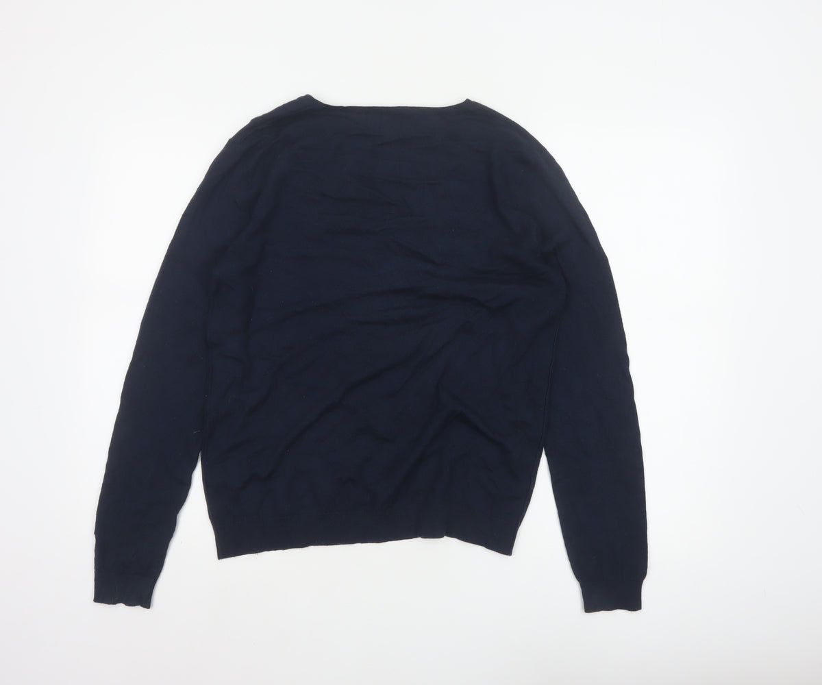 Hush Women’s Navy Blue Wool Blend V-Neck Pullover Jumper Size M