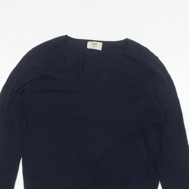 Hush Women’s Navy Blue Wool Blend V-Neck Pullover Jumper Size M