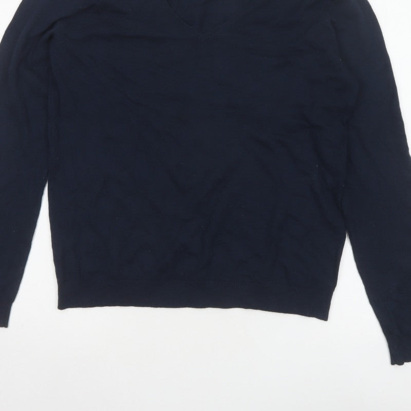 Hush Women’s Navy Blue Wool Blend V-Neck Pullover Jumper Size M