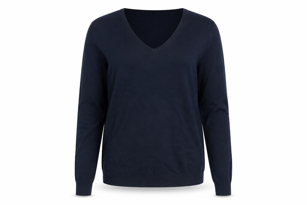 Hush Women’s Navy Blue Wool Blend V-Neck Pullover Jumper Size M