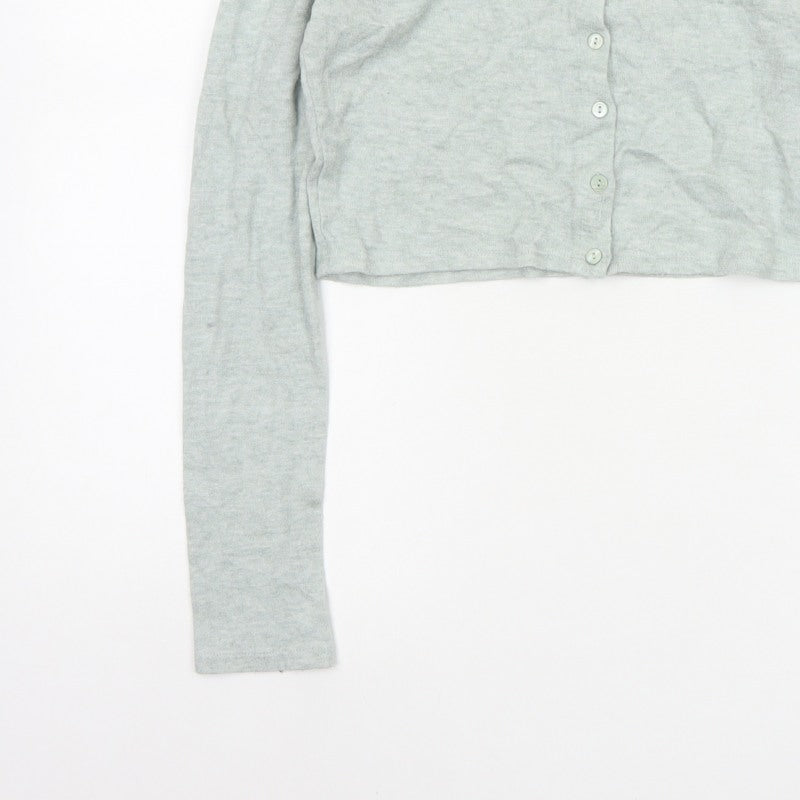 Zara Women Grey M Fine Knit Button Cardigan Long Sleeve