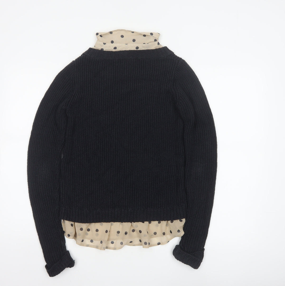 Next Women Black Knit Polka Dot Collar Jumper UK 8