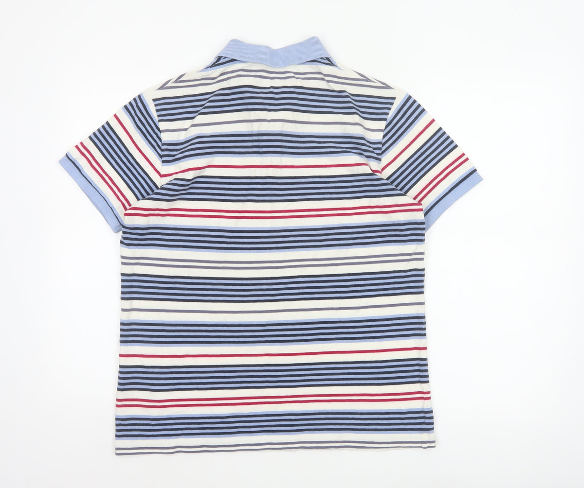 Ben Sherman Men’s Multicoloured Striped Cotton Polo Shirt L
