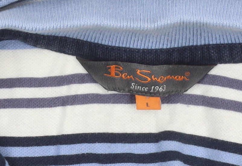Ben Sherman Men’s Multicoloured Striped Cotton Polo Shirt L