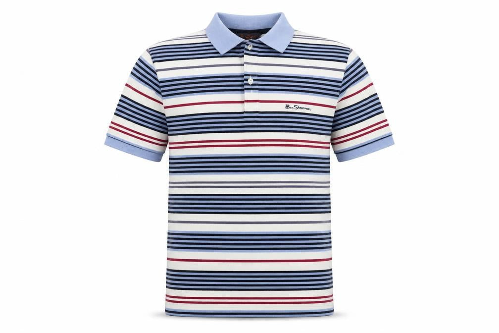 Ben Sherman Men’s Multicoloured Striped Cotton Polo Shirt L