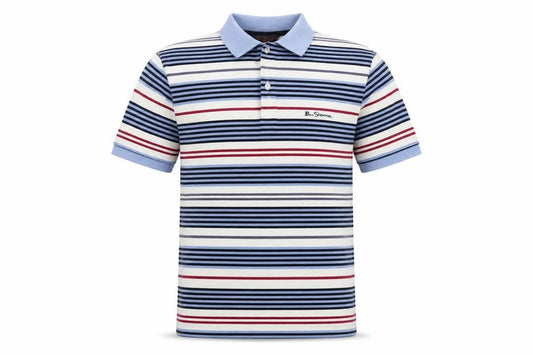 Ben Sherman Men’s Multicoloured Striped Cotton Polo Shirt L