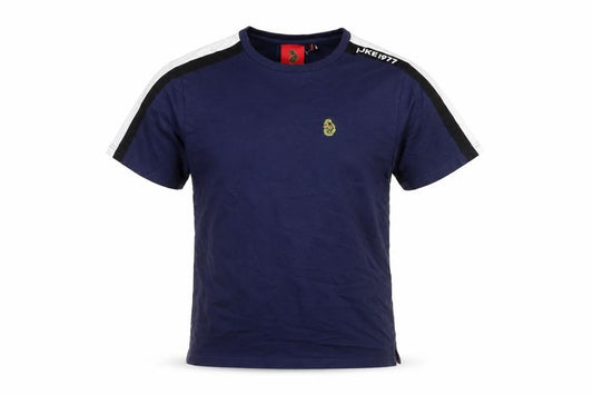 Luke Men’s Blue Small Crew Neck Logo Tape Short Sleeve Cotton T-Shirt