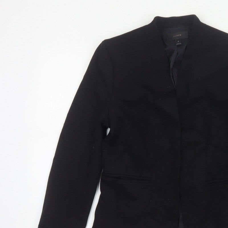 J.Crew Women Black UK 10 Tailored Lined Open Front Blazer Jacket