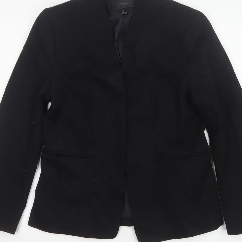 J.Crew Women Black UK 10 Tailored Lined Open Front Blazer Jacket