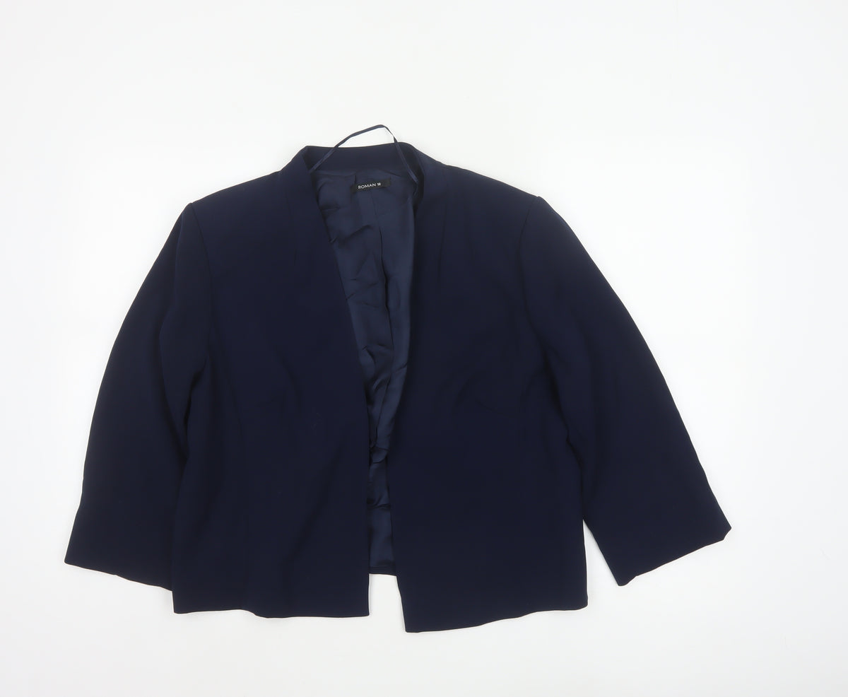 Roman Women’s Blue UK 18 Open Front Lined Blazer Jacket Formal