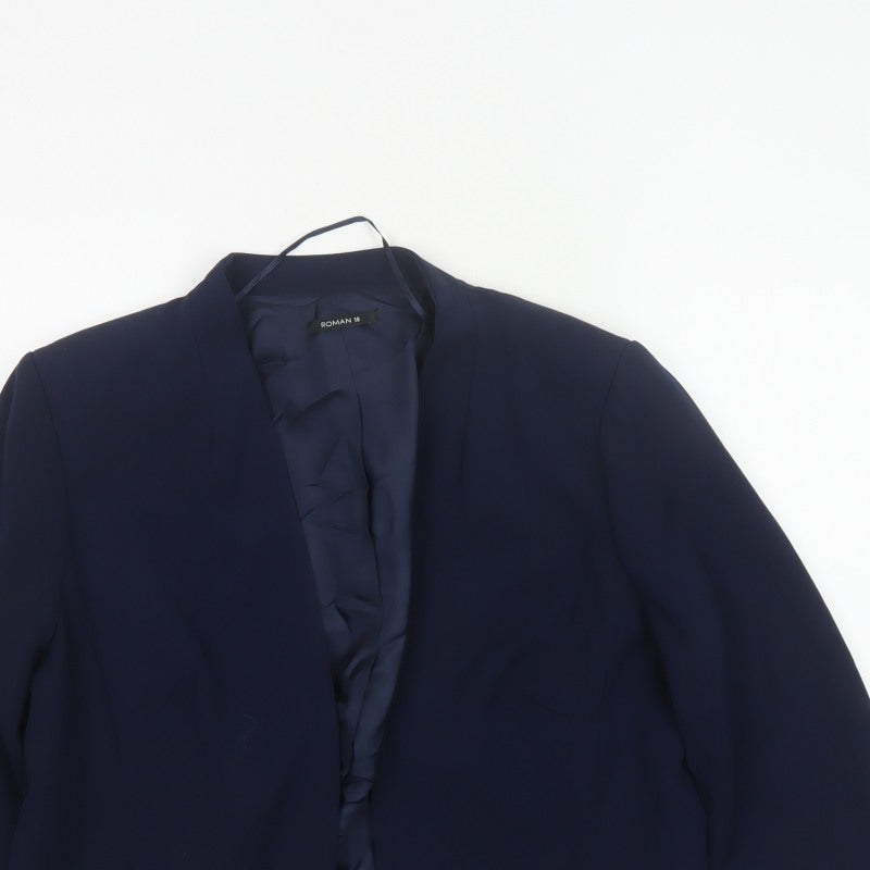 Roman Women’s Blue UK 18 Open Front Lined Blazer Jacket Formal