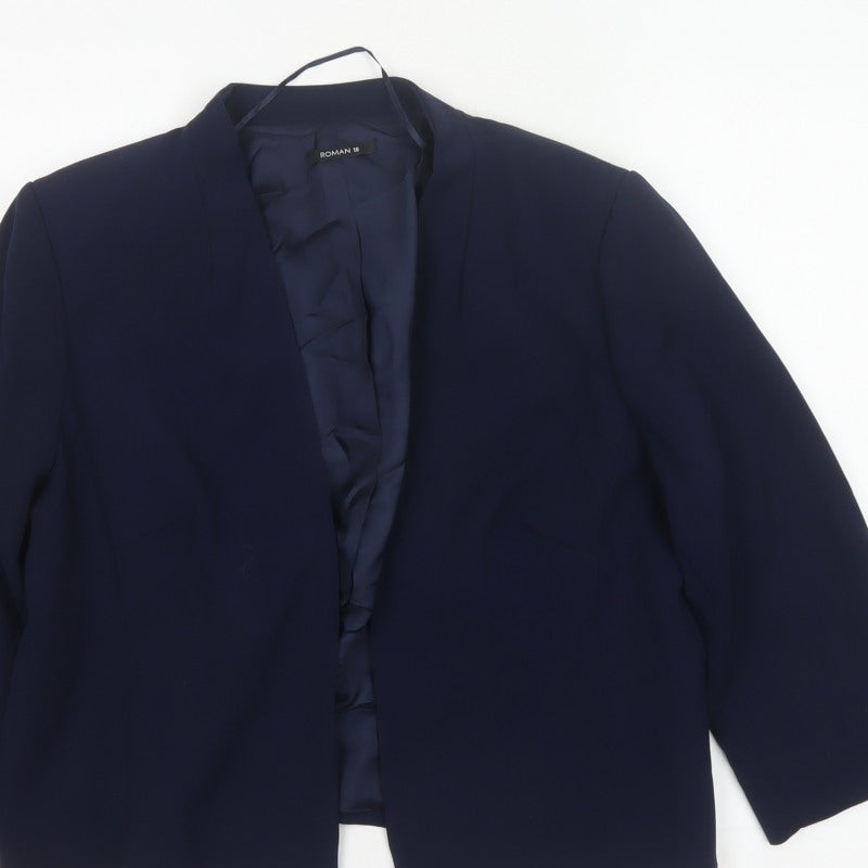 Roman Women’s Blue UK 18 Open Front Lined Blazer Jacket Formal
