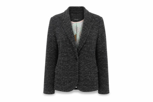 Cartonnier Women Black L Flecked Knit One Button Blazer Jacket