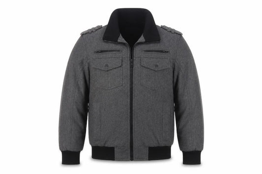 Black Rivet Mens Grey M Wool Blend Military Bomber Jacket