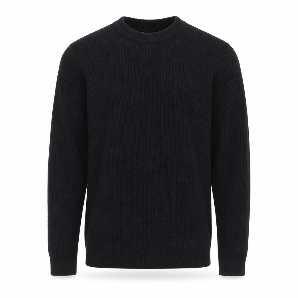 Topman Men's Black S Ribbed Crew Neck Cotton Pullover Jumper