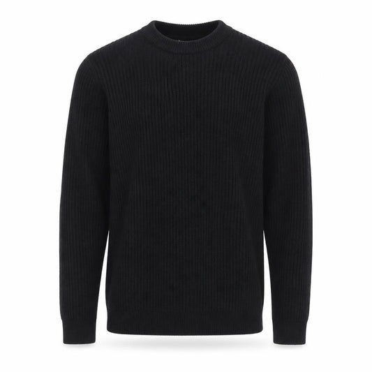 Topman Men's Black S Ribbed Crew Neck Cotton Pullover Jumper