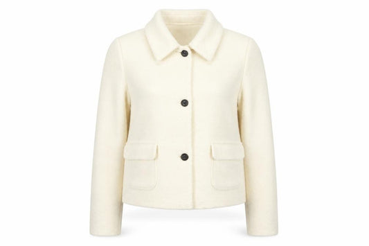 Marks and Spencer Women Ivory UK 14 Wool Blend Short Jacket