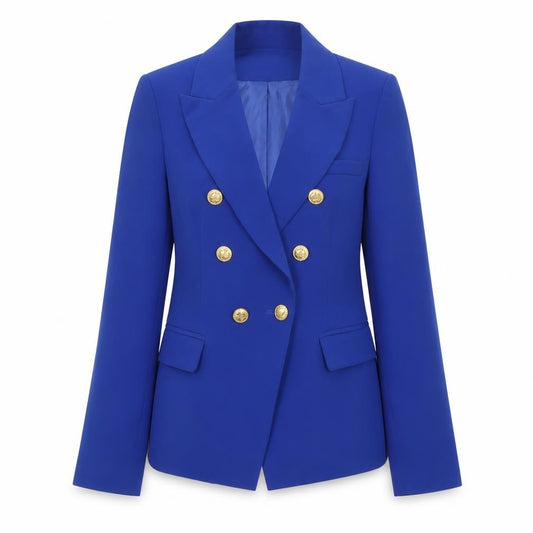 Attentif Paris Women’s Blue UK 8 Double-Breasted Blazer Gold Buttons