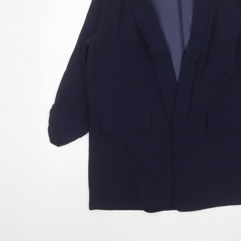Mint Limit Women’s Blue L Long Stretch Open Front Blazer Jacket