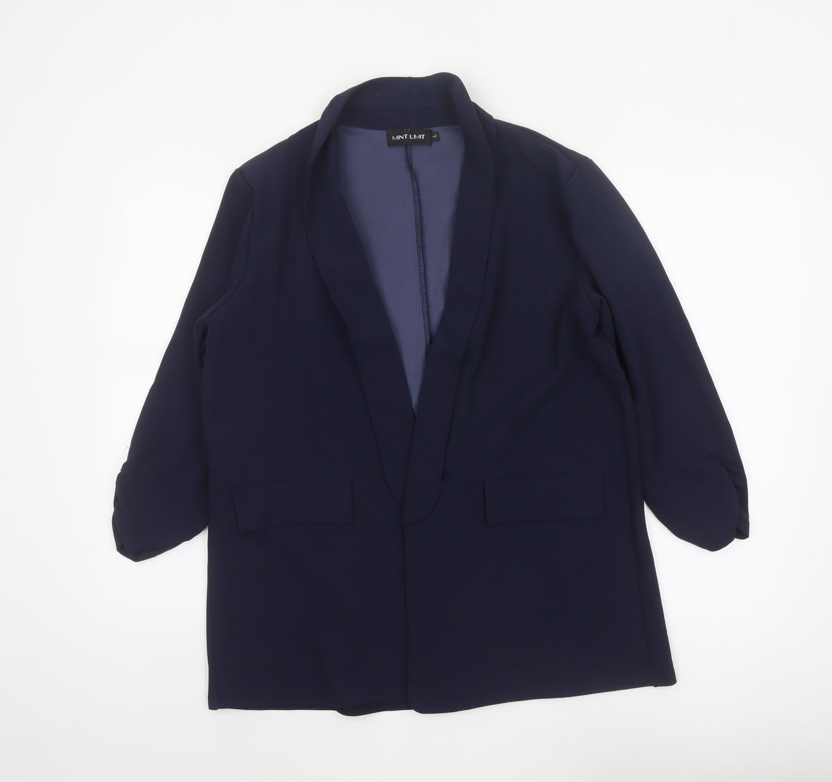 Mint Limit Women’s Blue L Long Stretch Open Front Blazer Jacket