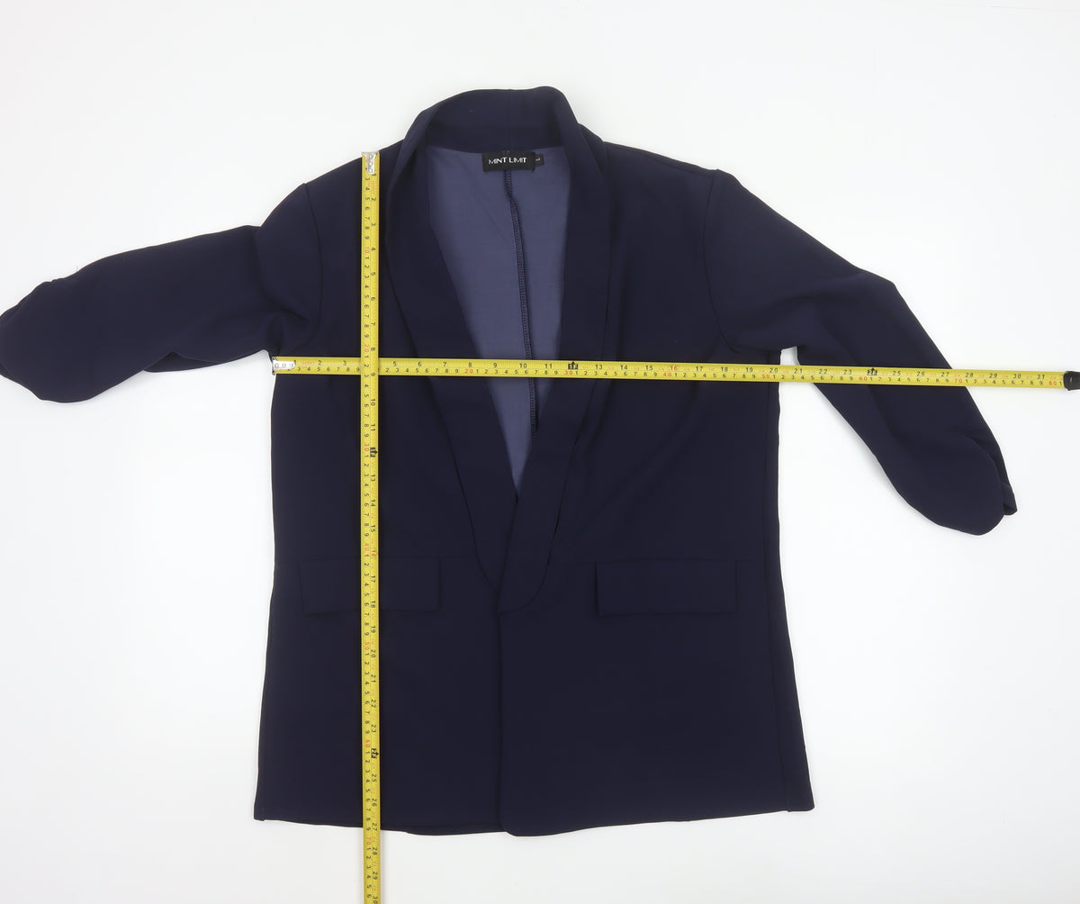 Mint Limit Women’s Blue L Long Stretch Open Front Blazer Jacket