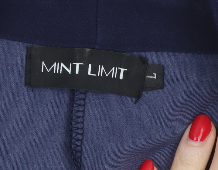 Mint Limit Women’s Blue L Long Stretch Open Front Blazer Jacket