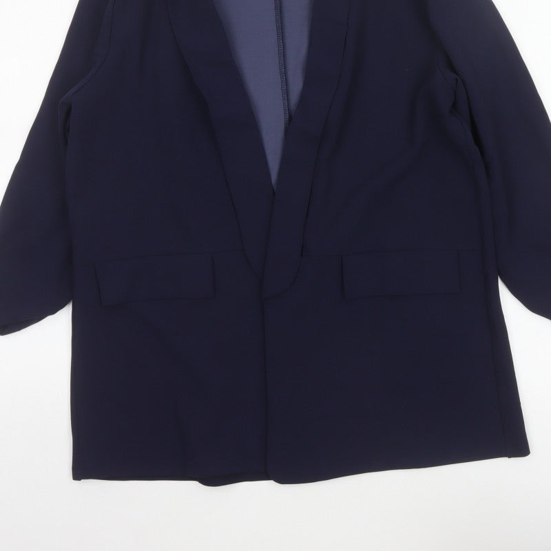 Mint Limit Women’s Blue L Long Stretch Open Front Blazer Jacket