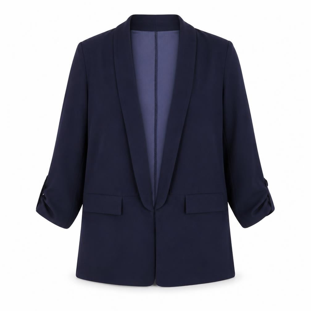 Mint Limit Women’s Blue L Long Stretch Open Front Blazer Jacket