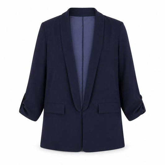 Mint Limit Women’s Blue L Long Stretch Open Front Blazer Jacket
