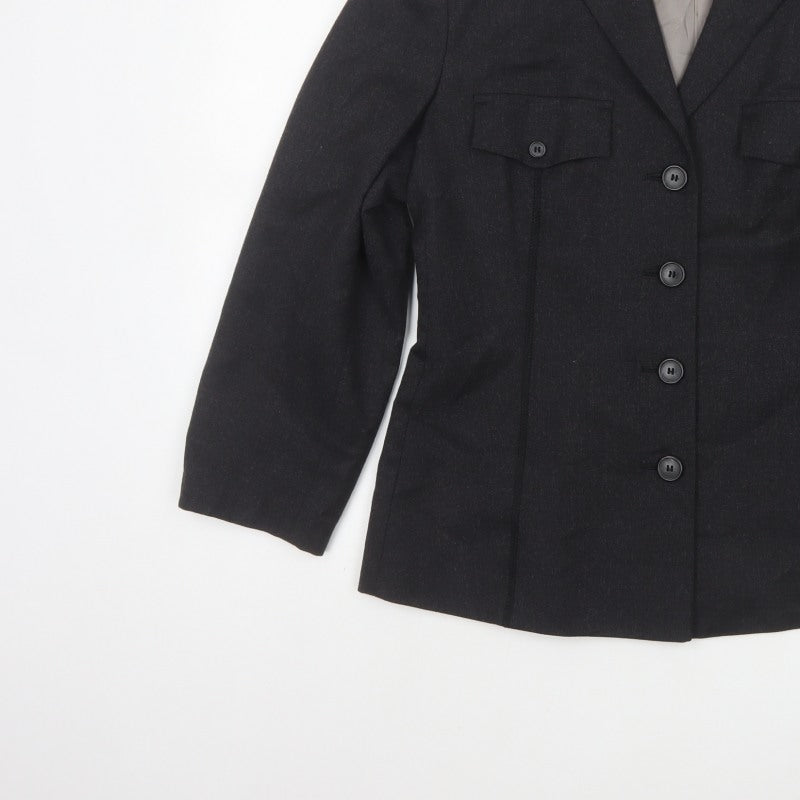 Next Women’s Black UK 14 Wool Blend Tailored Five Button Blazer
