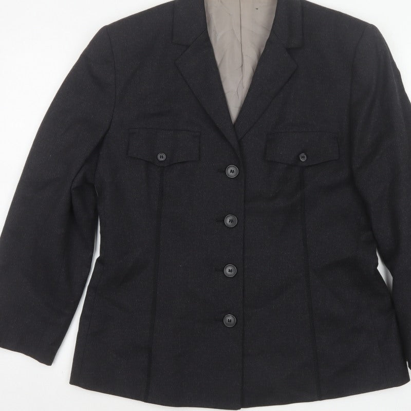 Next Women’s Black UK 14 Wool Blend Tailored Five Button Blazer