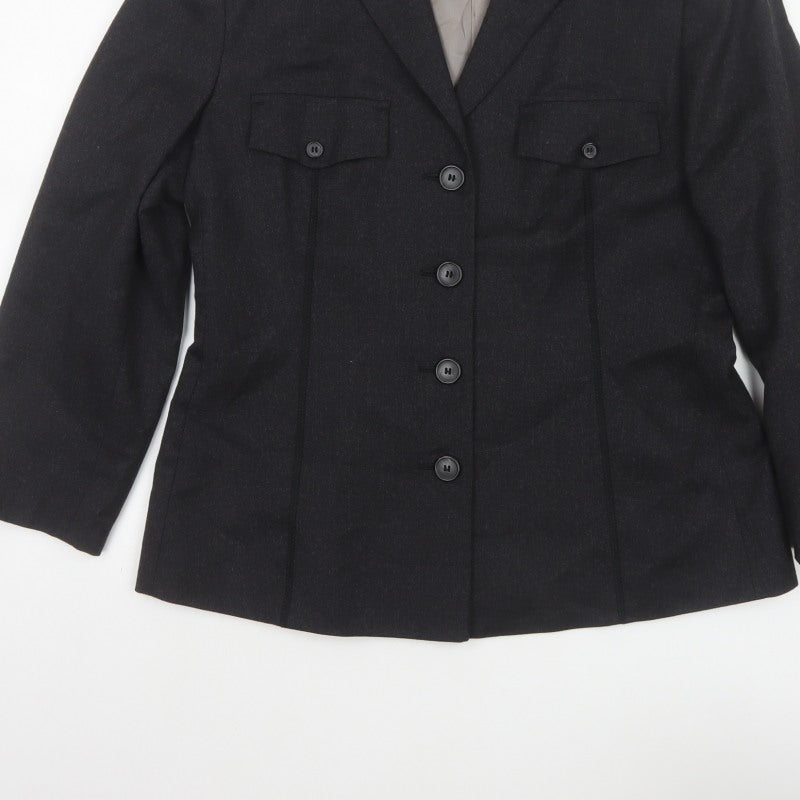 Next Women’s Black UK 14 Wool Blend Tailored Five Button Blazer