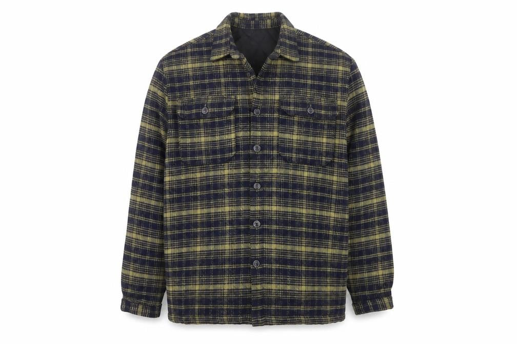 Easy Mens Green Check L Basic Jacket Buttoned Lined Overshirt