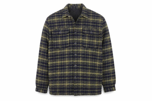 Easy Mens Green Check L Basic Jacket Buttoned Lined Overshirt