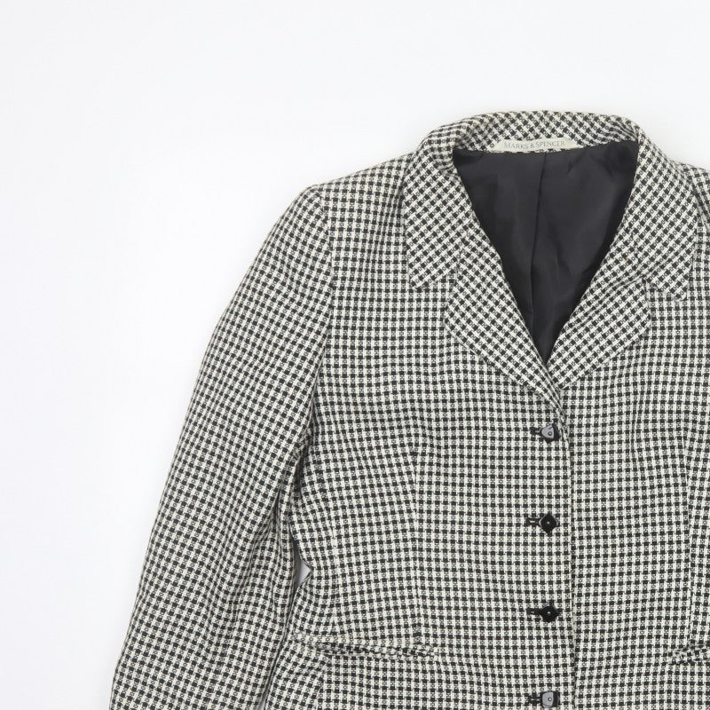 Marks and Spencer Women's Black UK 16 Houndstooth Suit Jacket Blazer