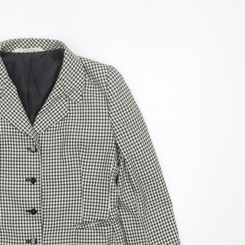 Marks and Spencer Women's Black UK 16 Houndstooth Suit Jacket Blazer