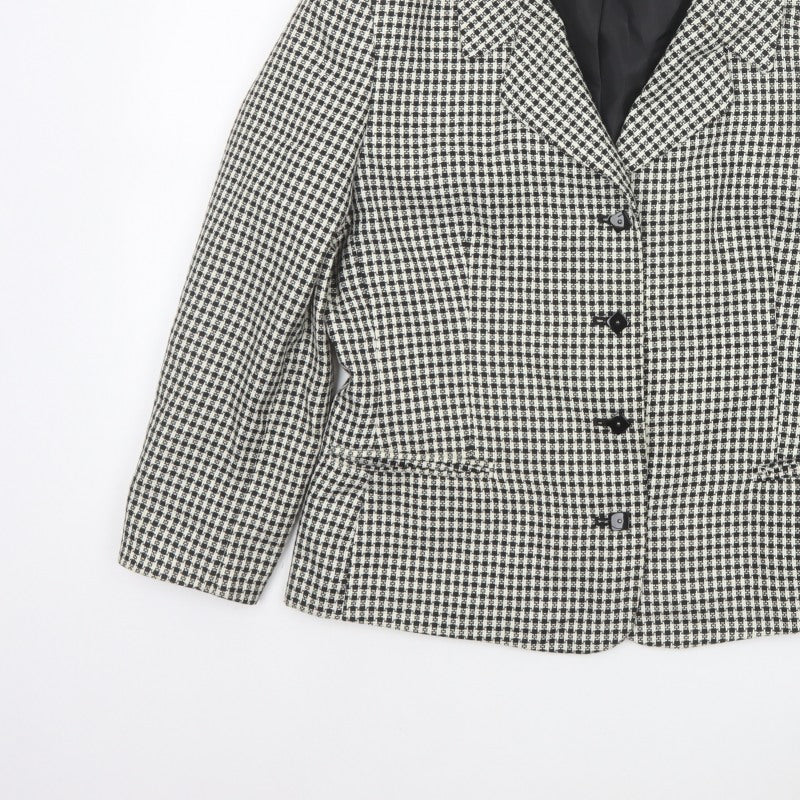 Marks and Spencer Women's Black UK 16 Houndstooth Suit Jacket Blazer