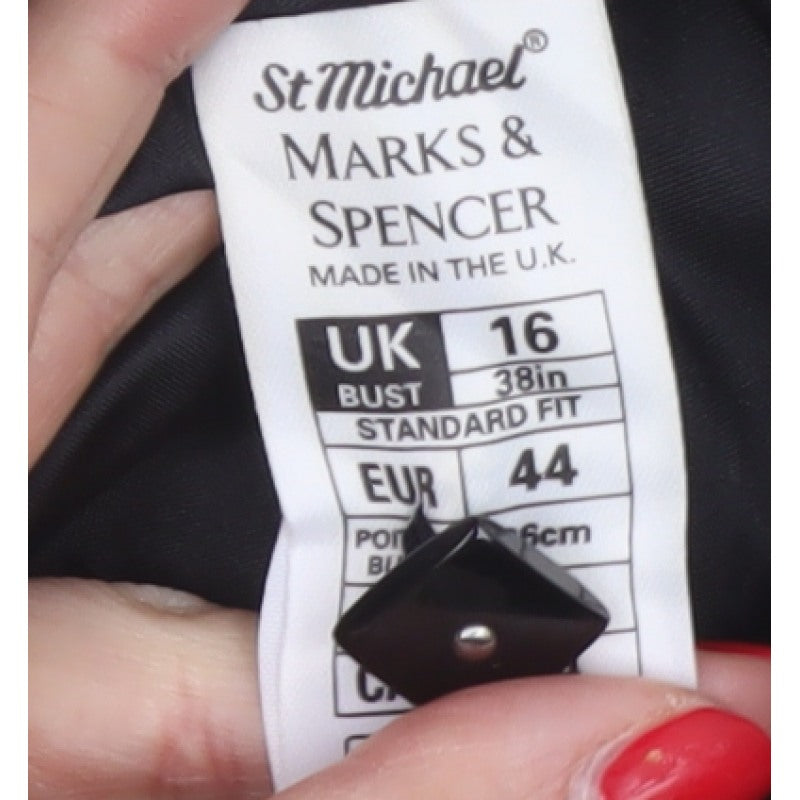 Marks and Spencer Women's Black UK 16 Houndstooth Suit Jacket Blazer
