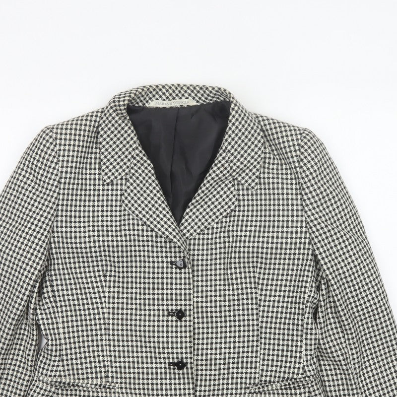 Marks and Spencer Women's Black UK 16 Houndstooth Suit Jacket Blazer
