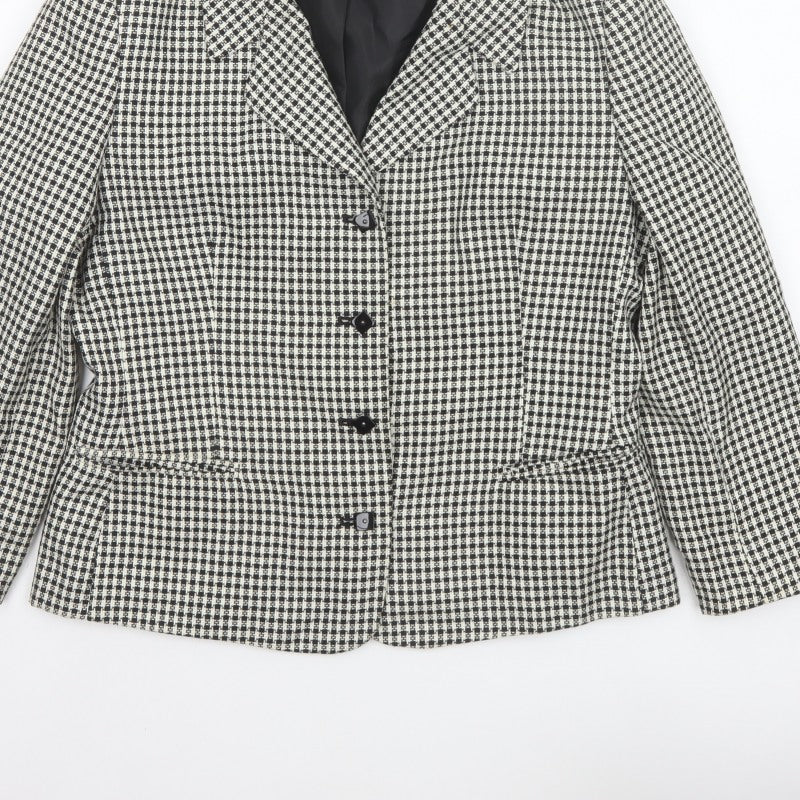 Marks and Spencer Women's Black UK 16 Houndstooth Suit Jacket Blazer