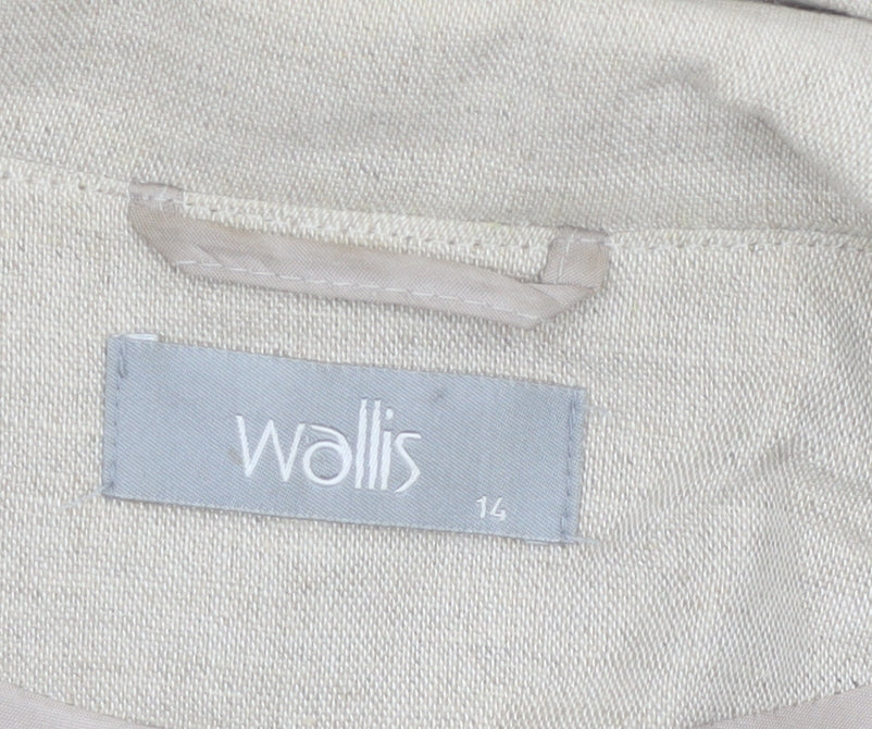 Wallis Women Beige Linen Blend UK 14 Single Breasted Blazer Jacket