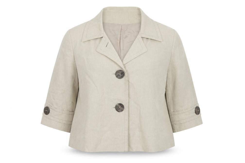 Wallis Women Beige Linen Blend UK 14 Single Breasted Blazer Jacket