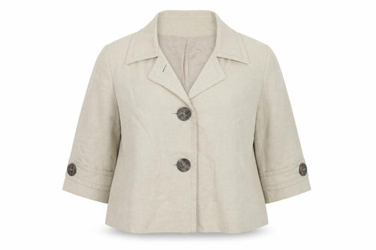 Wallis Women Beige Linen Blend UK 14 Single Breasted Blazer Jacket