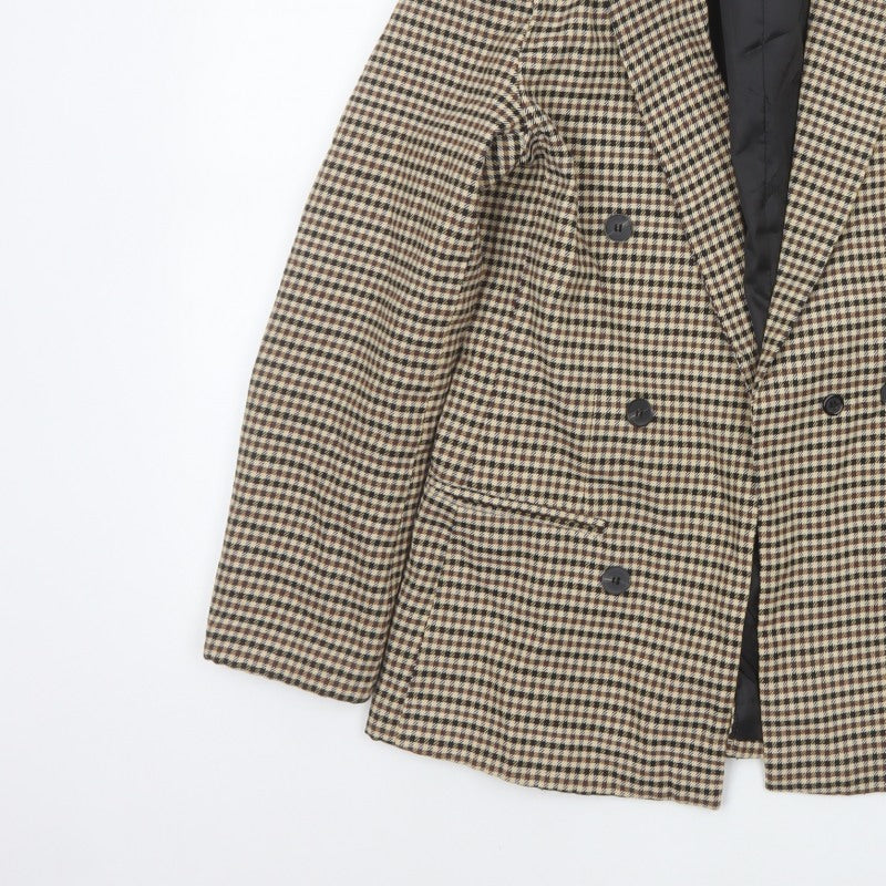 Hey Pretty Women’s Brown Houndstooth Double-Breasted Blazer Size S